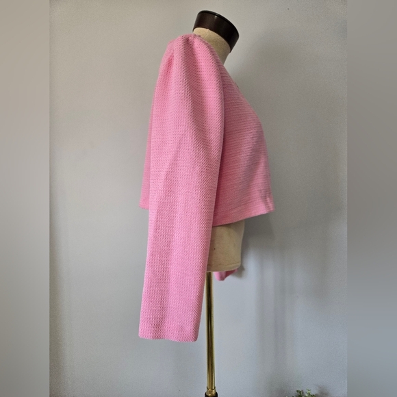 ZARA Pink Textured Tweed Jacket With Gold Buttons. Size XL - Picture 4 of 10